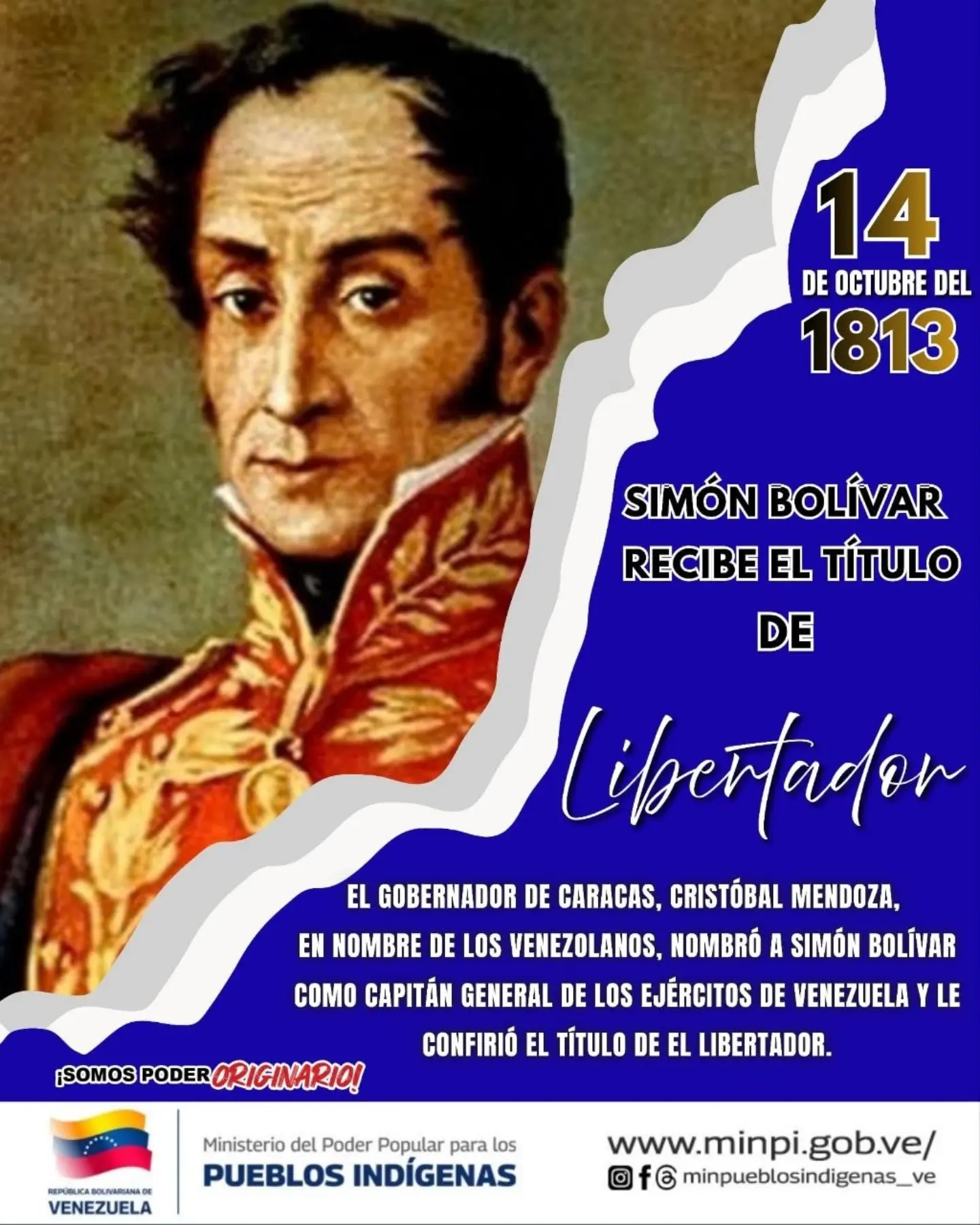 Imagen de la noticia: El 14 de octubre de 1813, Simón Bolívar recibió en Caracas el título de Libertador